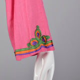 1970s Christian Dior Pink Kaftan Dress with Keyhole Bust