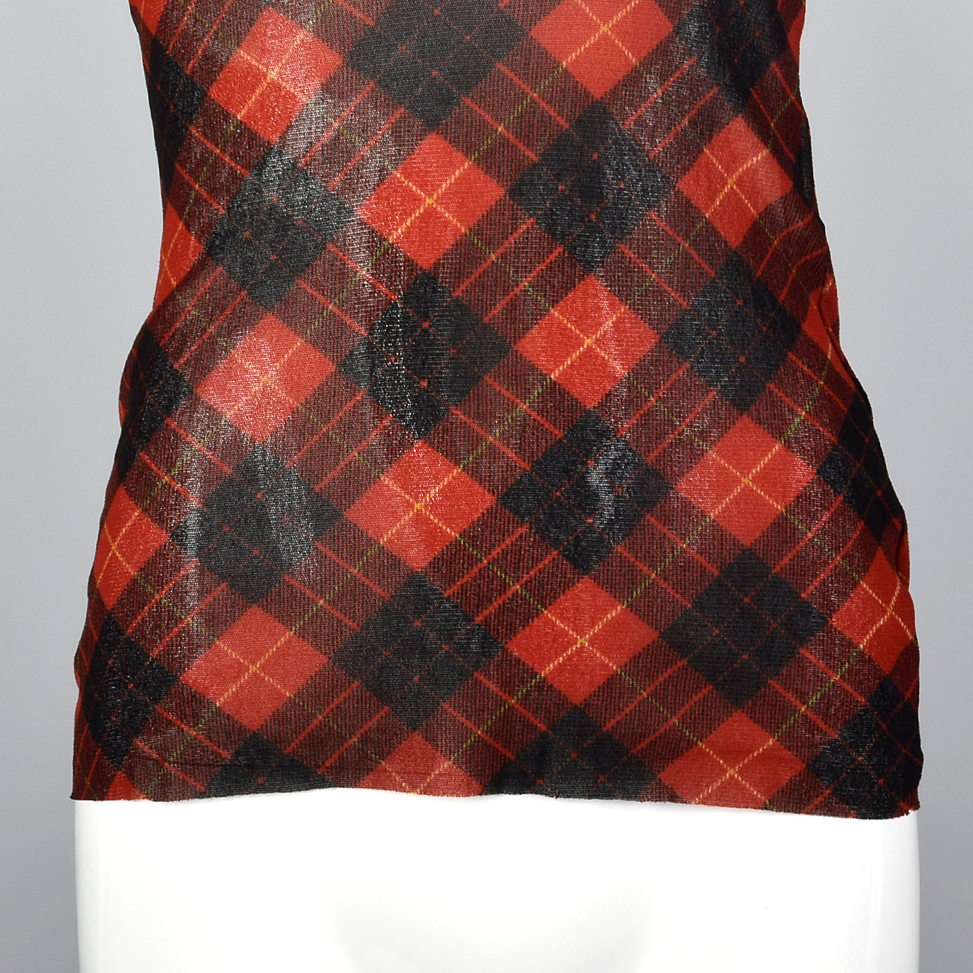 Jean Paul Gaultier Classique Tartan Plaid Stretch Mesh Top