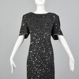 1990s Black Beaded Dress