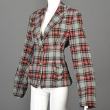 1990s Vivienne Westwood Anglomania Fitted Tartan Plaid Jacket with Extra Long Sleeves