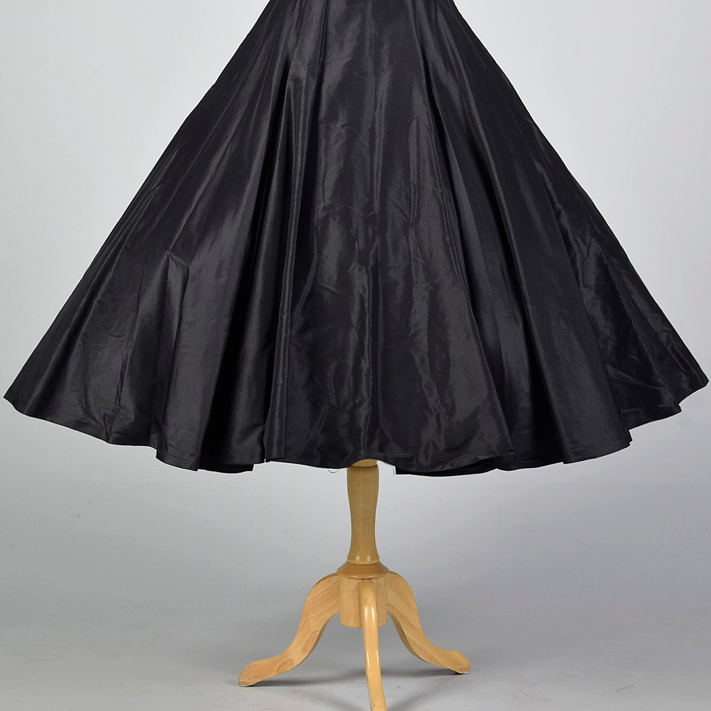 1950s Black Taffeta Party Dress with White Cuffs