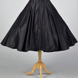 1950s Black Taffeta Party Dress with White Cuffs