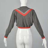 1950s Gray Cashmere Sweater with Red Trim