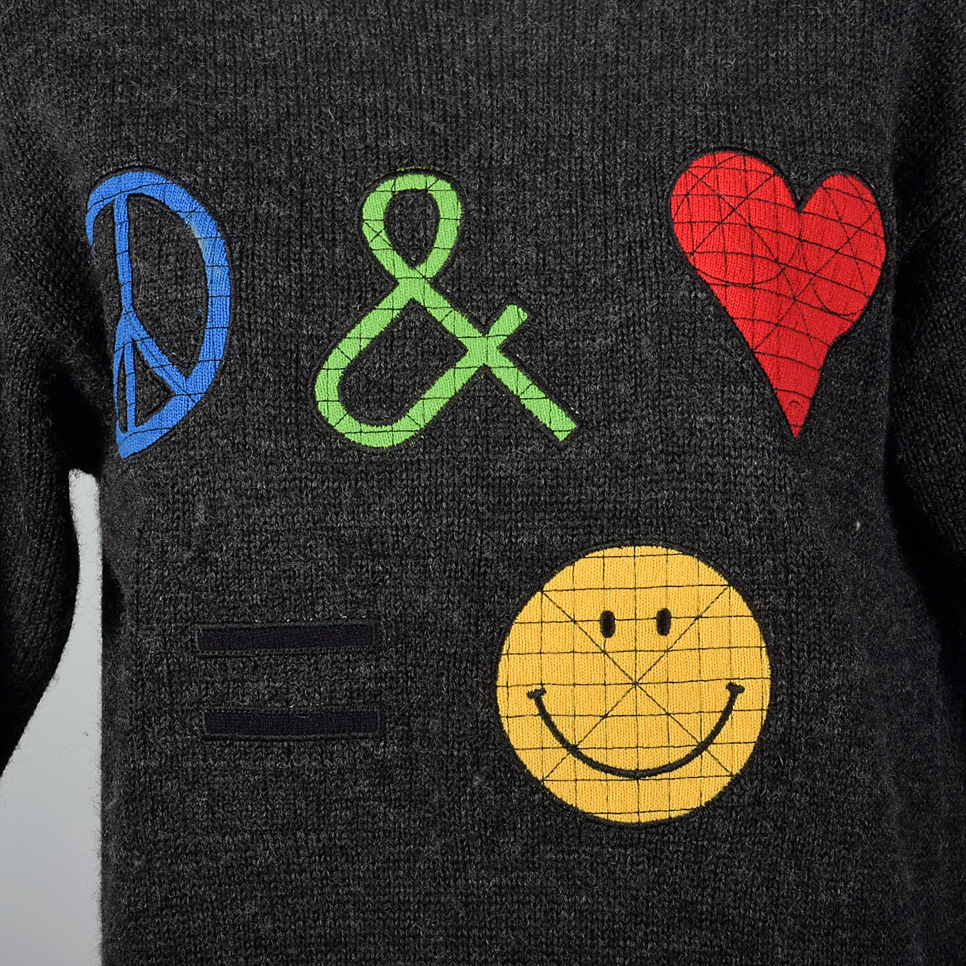 1990s Moschino Cheap & Chic Peace & Love = Happiness Sweater