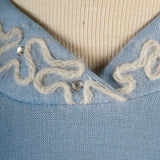 1950s Blue Short Sleeve Dress with Mohair Details