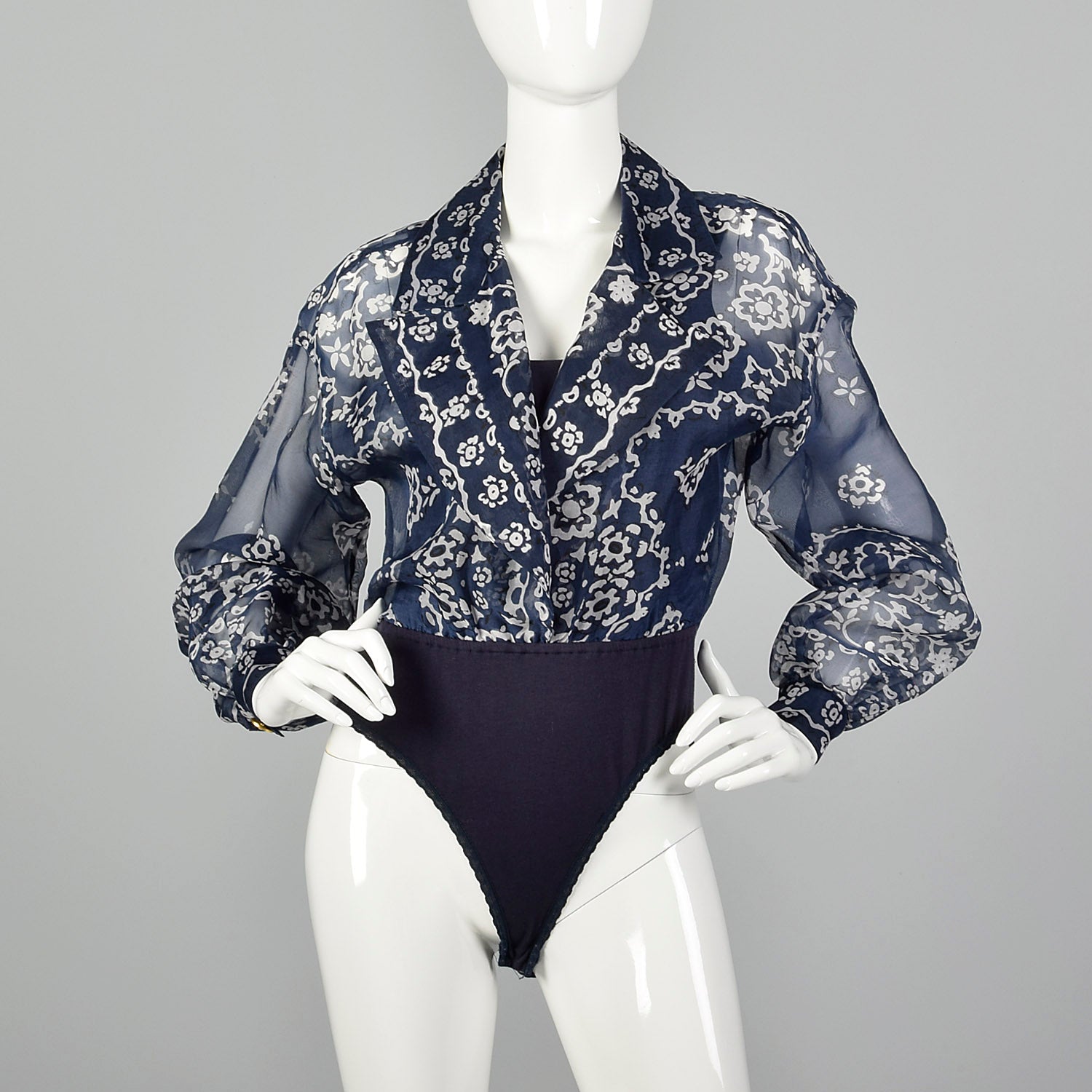 Medium 1990s Emanuel Ungaro Sheer Blouse and Attached Bodysuit