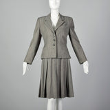 Medium Bill Blass 1980s Gray Wool Skirt Suit