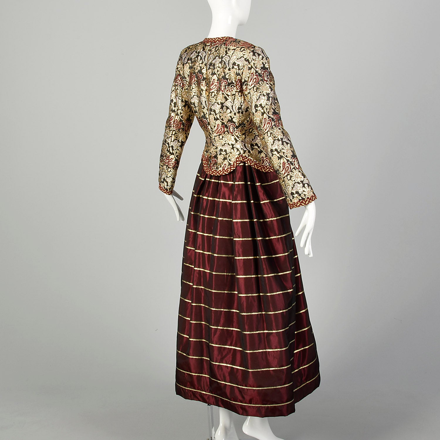 Medium 1989 Documented Victor Costa Ensemble Holiday Evening Two Piece Gown Skirt Jacket Set