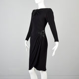 1980s Saks Fifth Avenue Deco Revival Little Black Dress Blade Runner Style