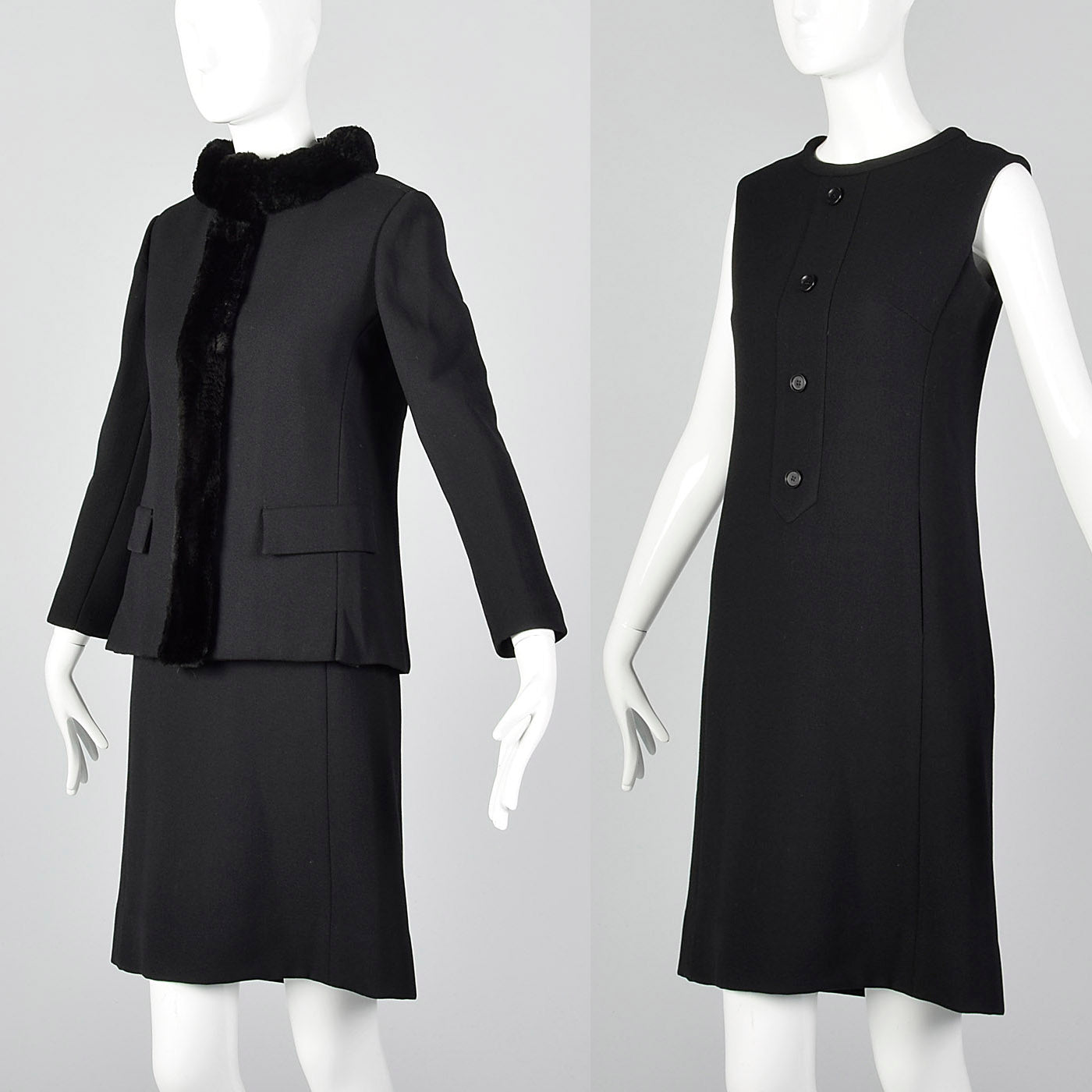 1960s Black Dress and Jacket Set