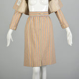Large 1970s Pauline Trigere Bolero Jacket Skirt Set Rainbow Stripe Skirt Suit