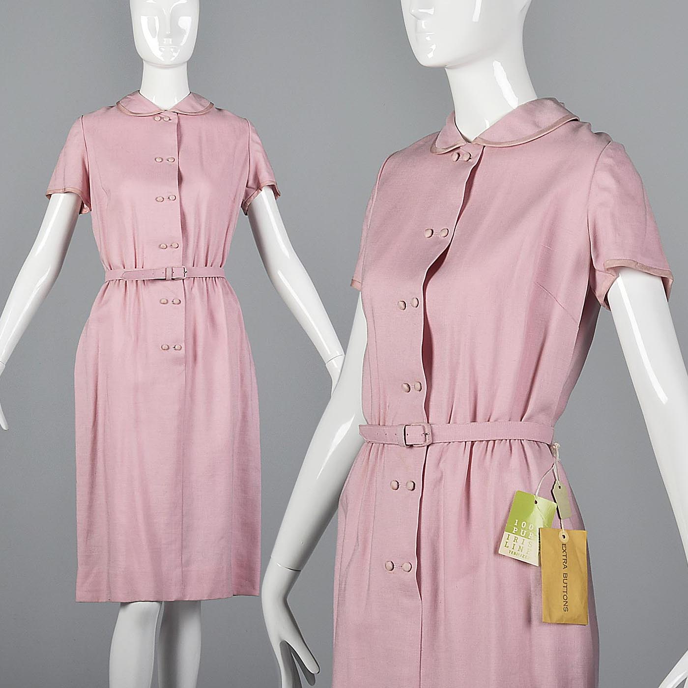 1960s Deadstock Pink Linen Dress