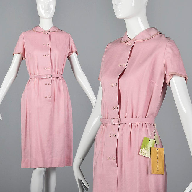 1960s Deadstock Pink Linen Dress