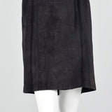 1980s Michael Hoban North Beach Leather Black Leather Dress with Metallic Gold Details