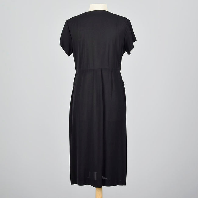 1950s Black Dress with Beaded Loops and Sash