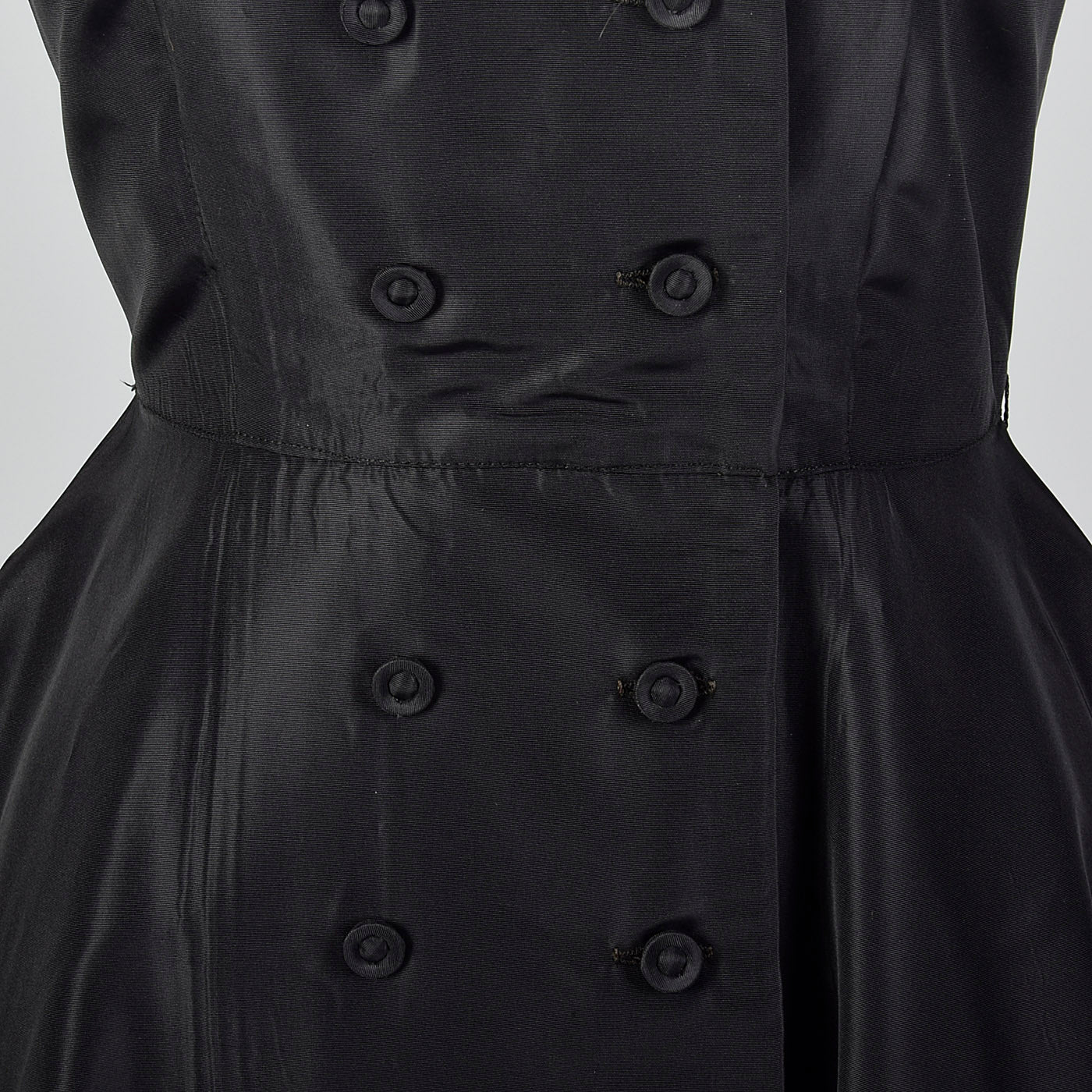 1950s Black Taffeta Fit and Flare Top