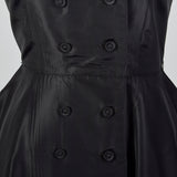 1950s Black Taffeta Fit and Flare Top