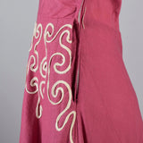 1940s Pink Linen Halter Dress with Soutache Trim