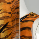 Small 1960s Tiger Stripe Outfit Silk Animal Print Two Piece Dress