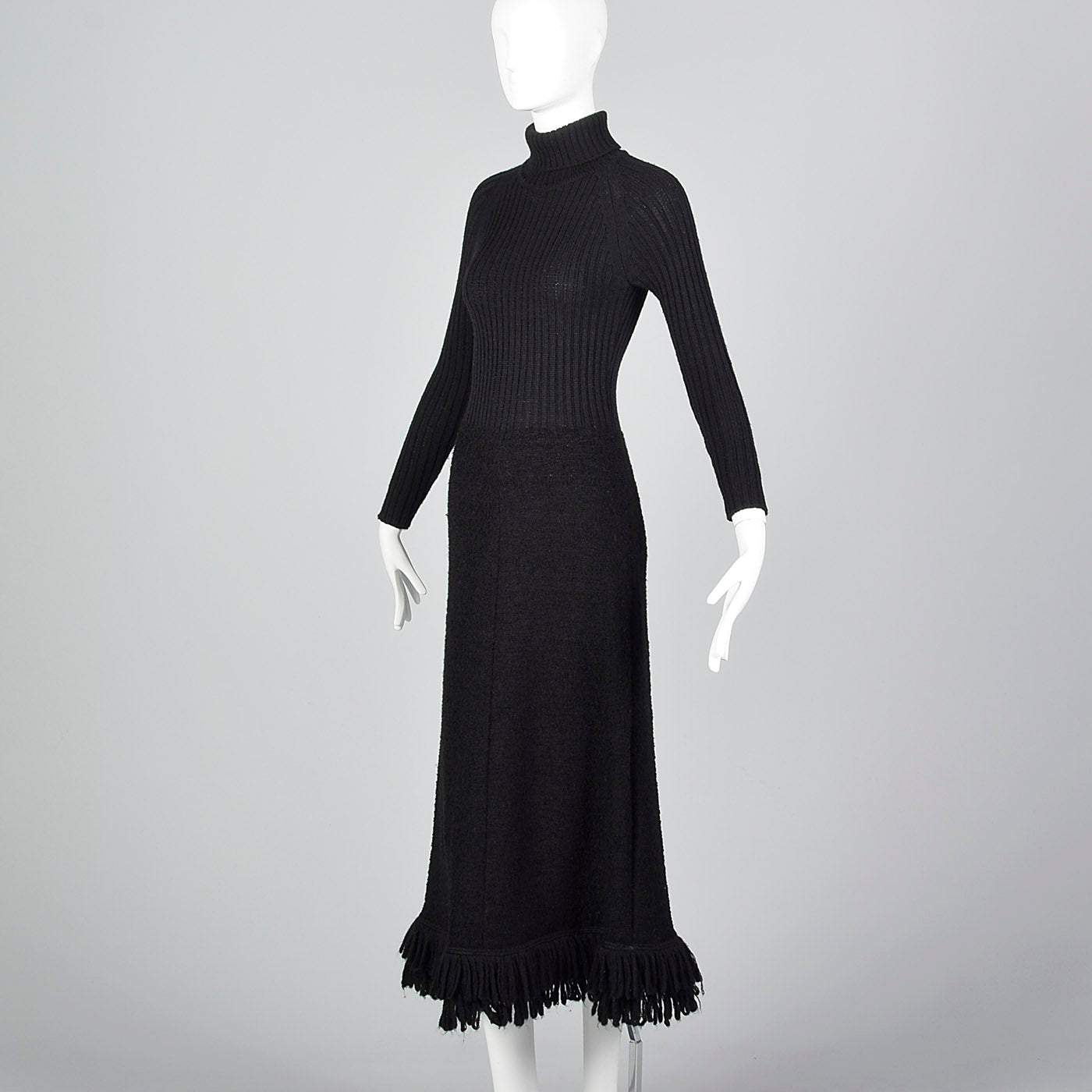 1970s Marni Knits Tight Black Turtleneck Dress
