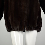 Large 1980s Coat Blackgama Real Mink Fur Oversized Zip Front Bomber Jacket Winter