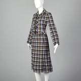 1970s Cropped Jacket and A Line Skirt Set in Wool Tweed