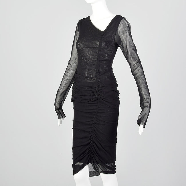 2000s Jean Paul Gaultier Black Mesh Skirt and Top