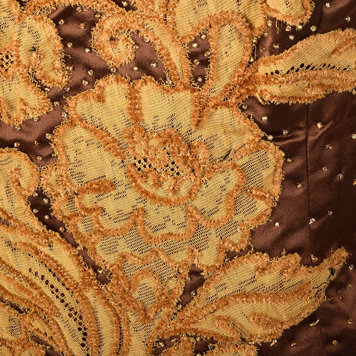 1950s Brown Dress with Lace Applique