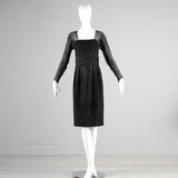 1960s Black Silk Dress with Sheer Overlay