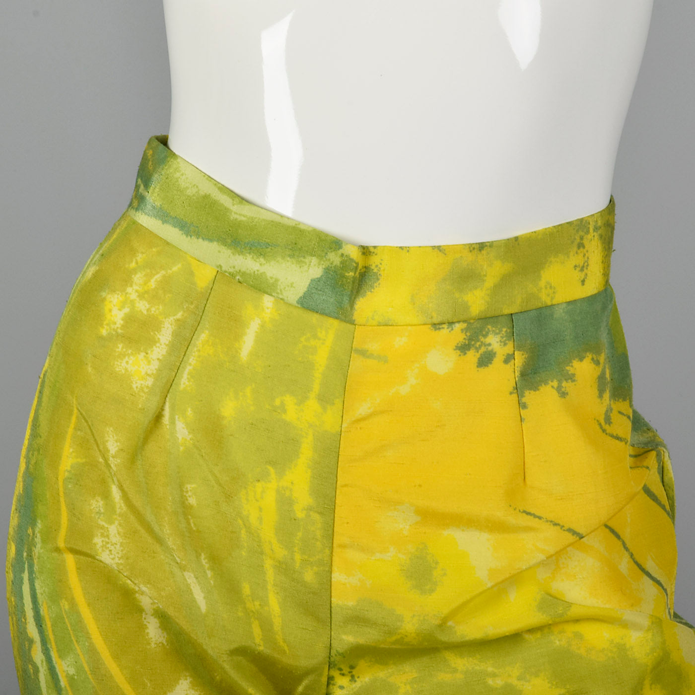 1960s Green and Yellow Print Tunic and Pants Set