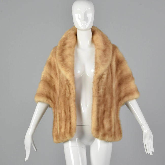 1960s Buff Mink Stole with Pockets