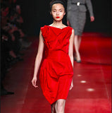Nina Ricci F/W 2013 RTW Runway Red Dress Sleeveless Gathered Mini