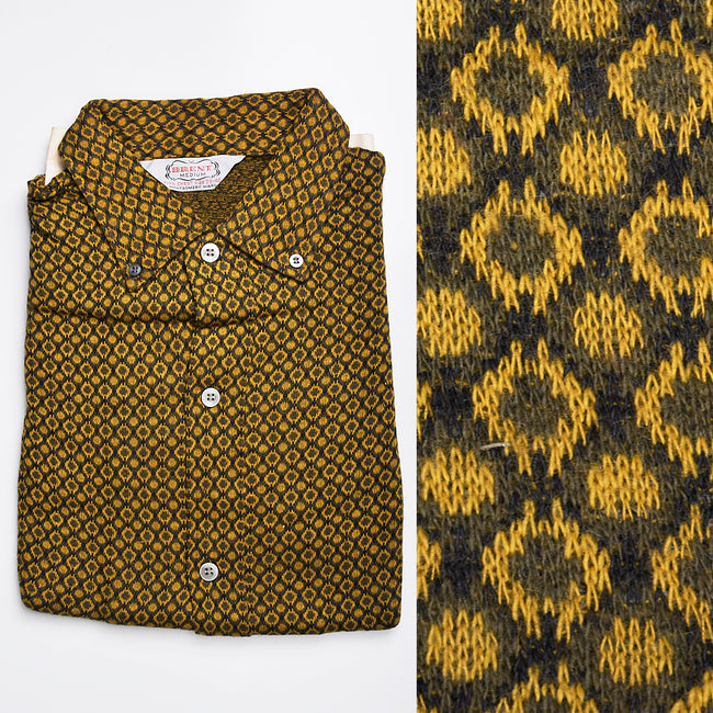 1950s Mens Deadstock Shirt in Gold and Gray Knit