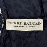 1950s Pierre Balmain Navy Blue Silk Damask Cocktail Dress