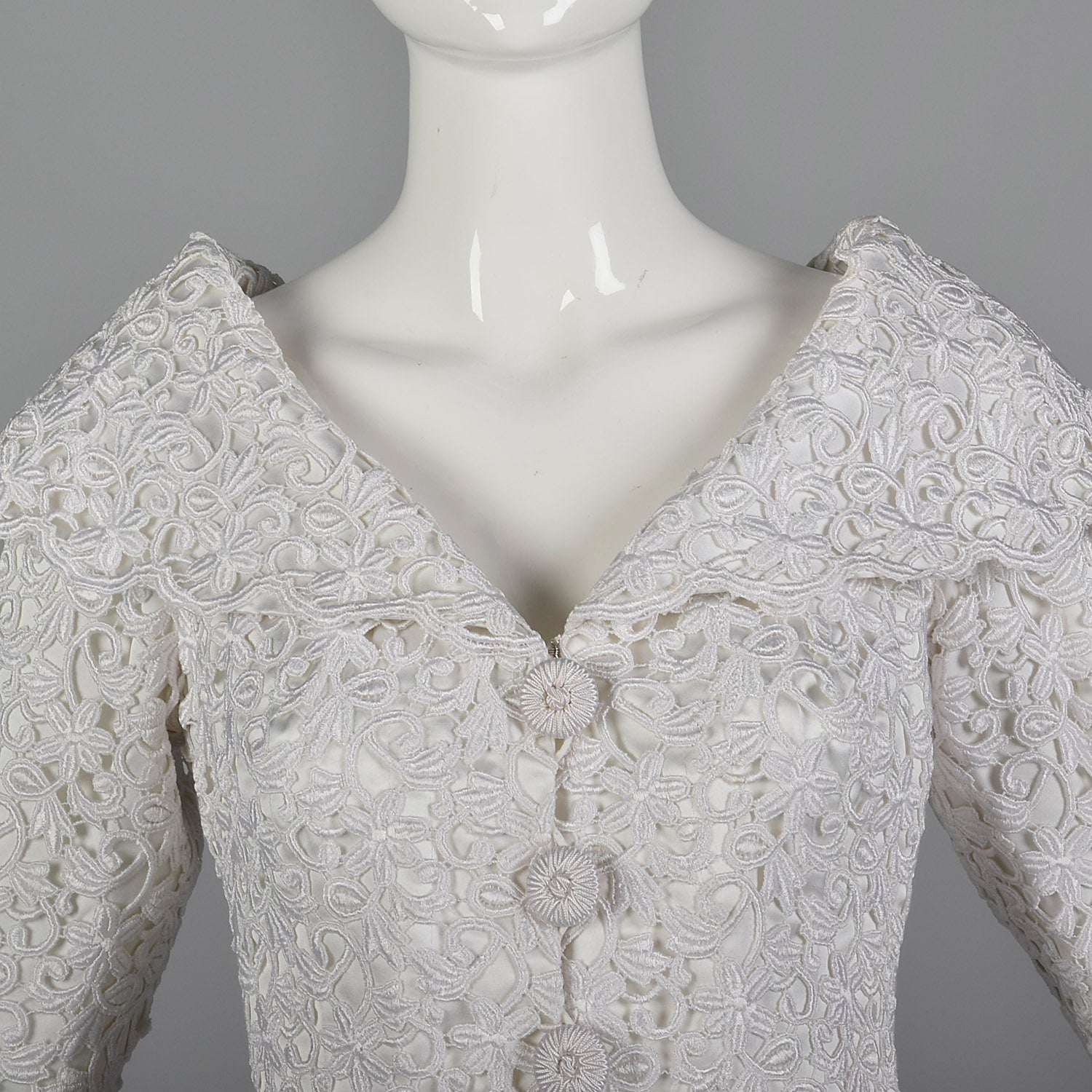 1990s Saks Fifth Ave White Lace Top with Black Mermaid Skirt