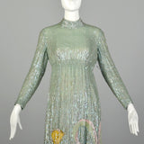 Medium 1970s Ronald Amey Sequin Gown Abstract Formal Dress