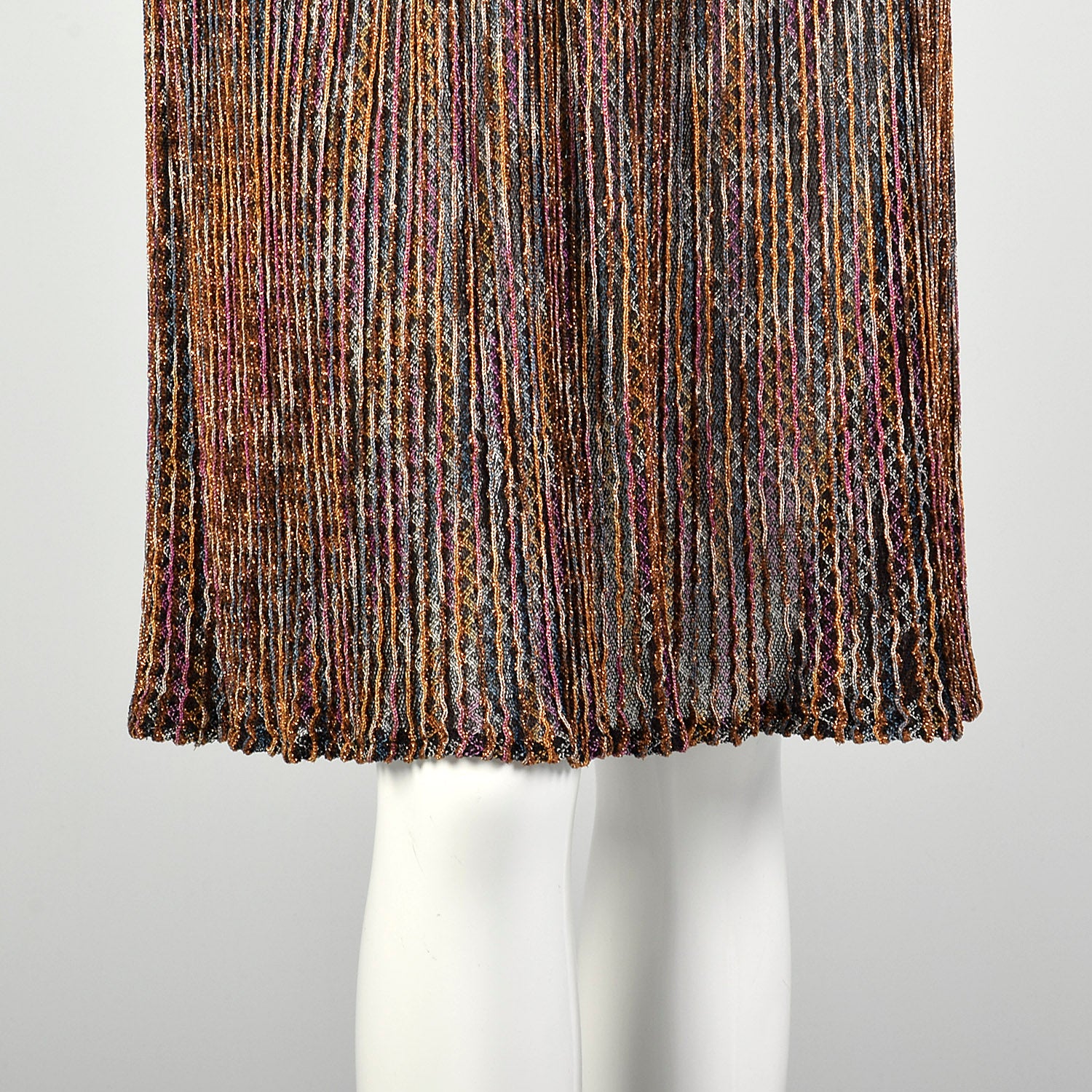 Small 1980s Dress Missoni Metallic Knit Knee Length Long Sleeve Sweater Party