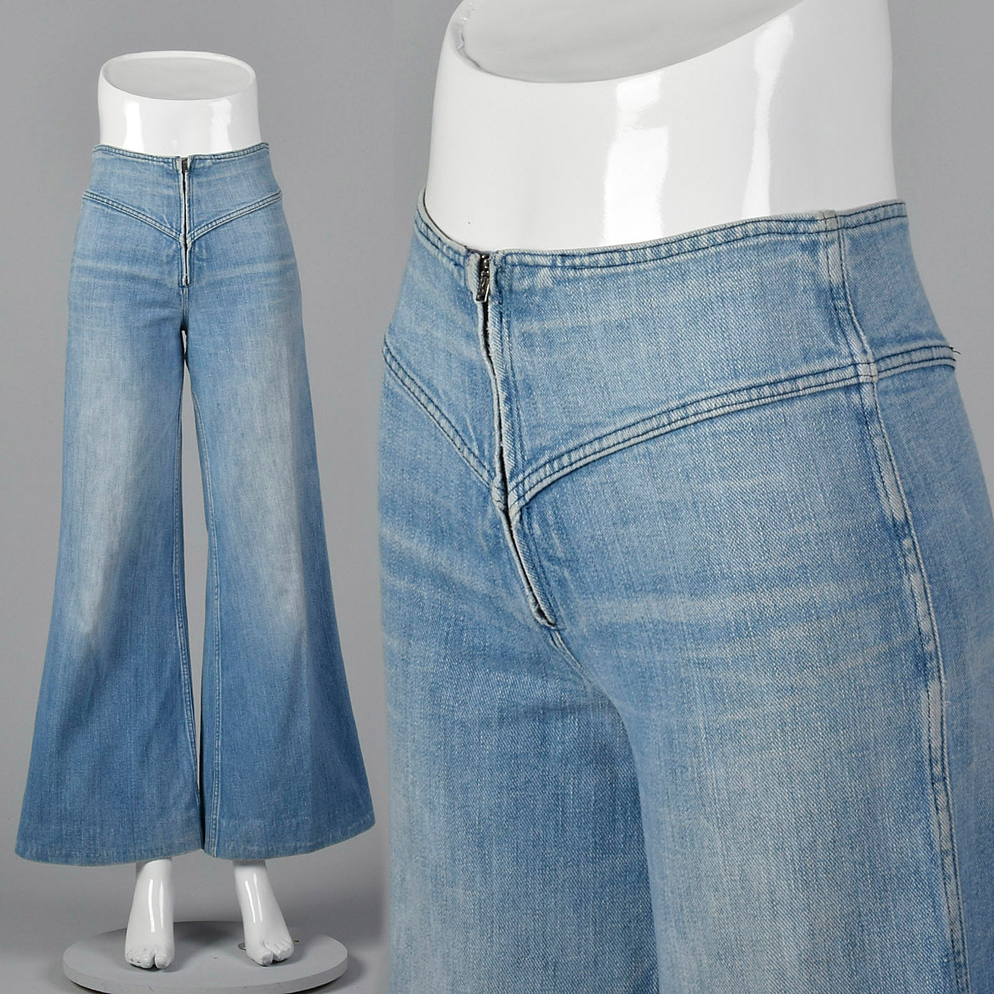1970s Bell Bottom Cotton Denim Zip Front jeans – Style & Salvage 1970s Bell Bottom Cotton Denim Zip Front jeans – Style & Salvage