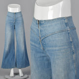 1970s Bell Bottom Cotton Denim Zip Front jeans