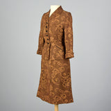1950s Brown Lace Overlay Skirt Suit
