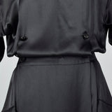 1980s Black Silk Wrap Dress
