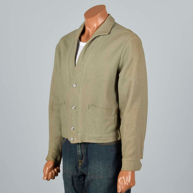 Large 1950s Men's Cardigan Jacket Olive