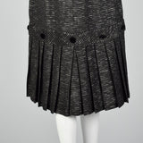 1950s Black Cocktail Dress with Metallic Stripes