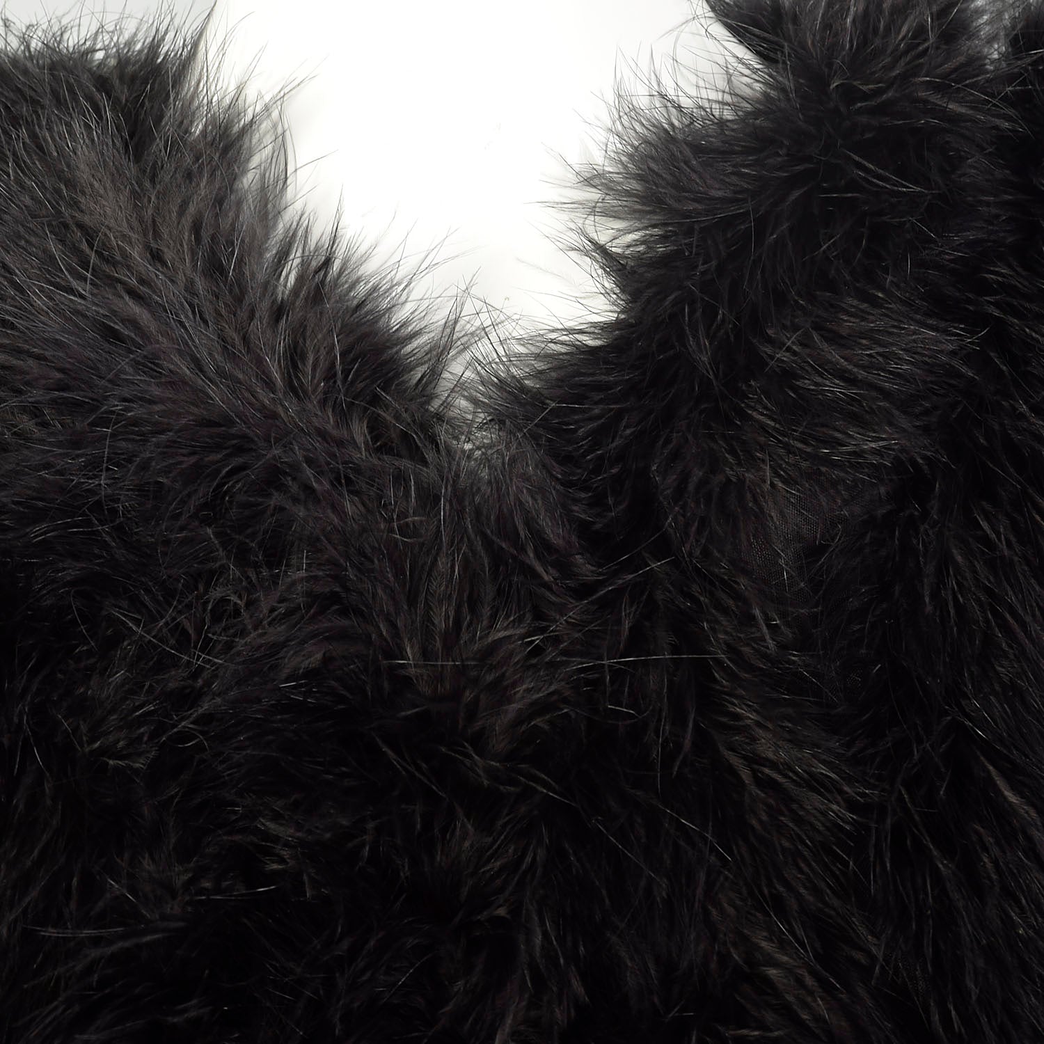 Small 1980s Black Marabou Feather Cropped Vest Embellished Shrug