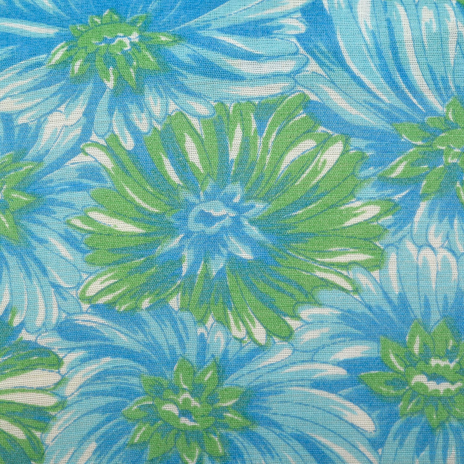 3XL 1950s Blue Floral Day Dress Green Short Sleeve Casual Volup