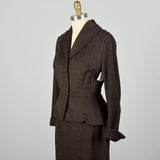Medium 1950s Lilli Ann Skirt Suit Brown Wool Peplum Jacket Hourglass