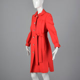 1960s Bright Red Coat Dress