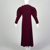 XS 1940s Velvet Burgundy Opera Coat Statement Mutton Sleeves Collar