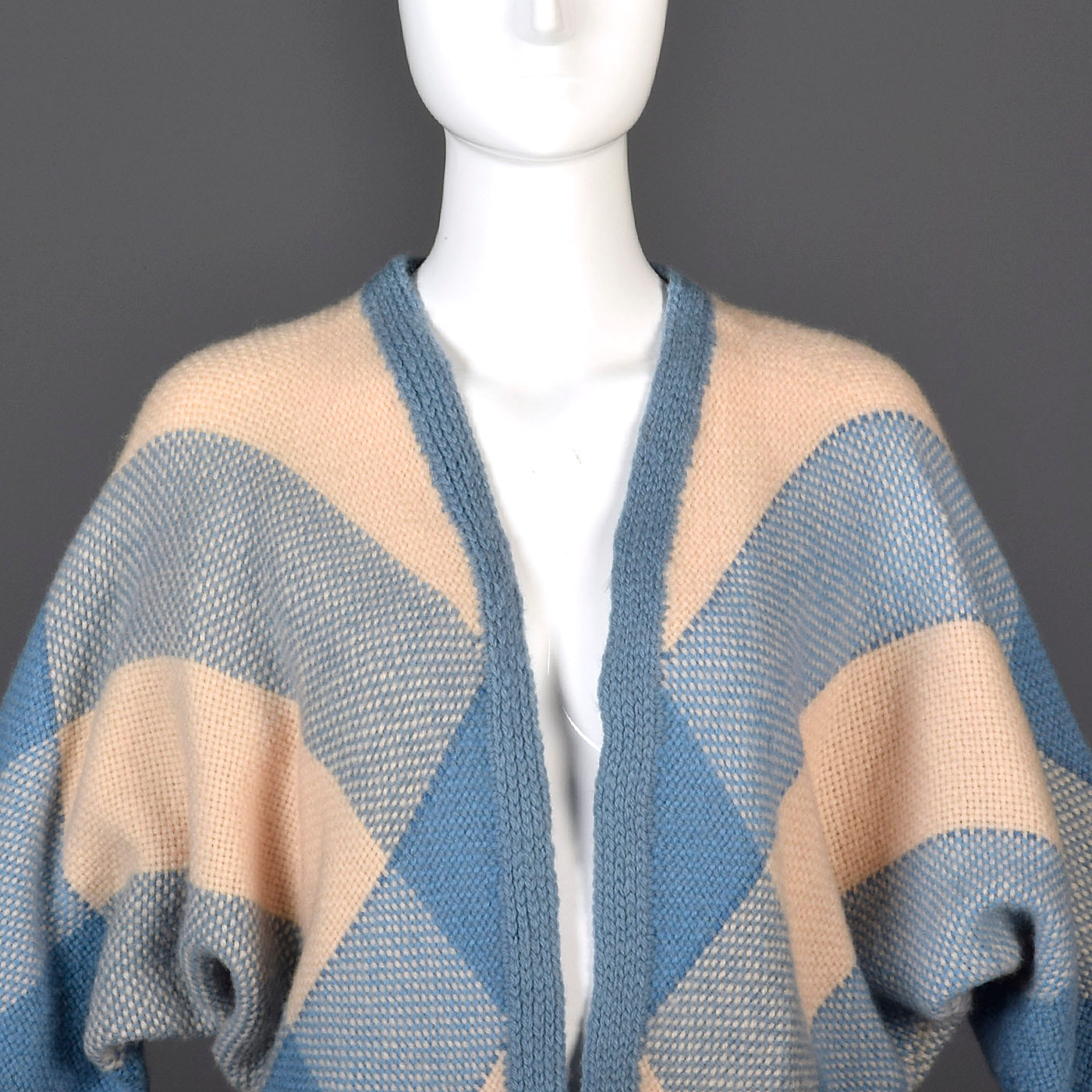 1950s Dolman Sleeve Cardigan in Blue and Cream