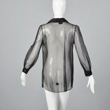 1970s Mary Quant Sheer Black Shirt